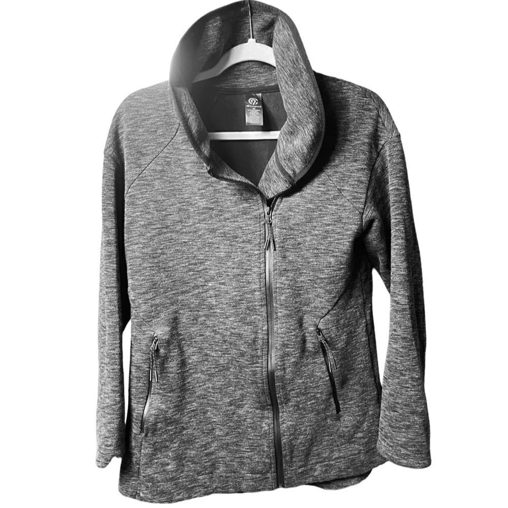 C9 Champion Wm’s Sz Med Dark Gray Black Pockets High Neck Full Front Zip Jacket